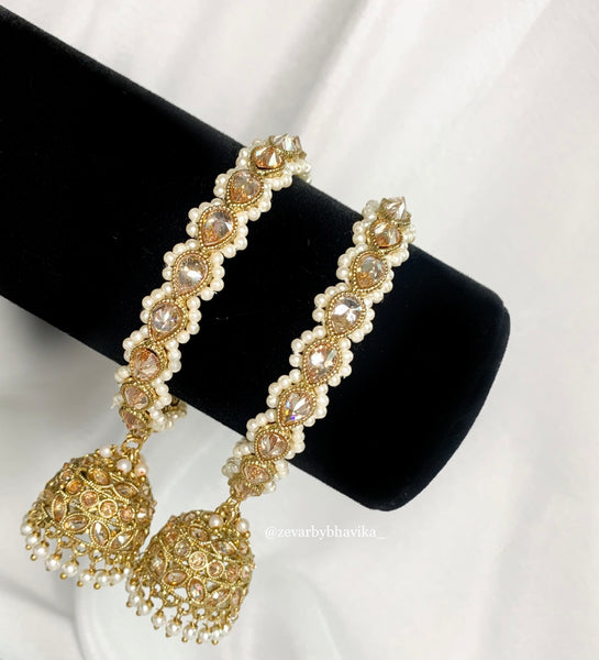 Polki & Pearl Statement Bangles With Jhumki | Indian Jewelry