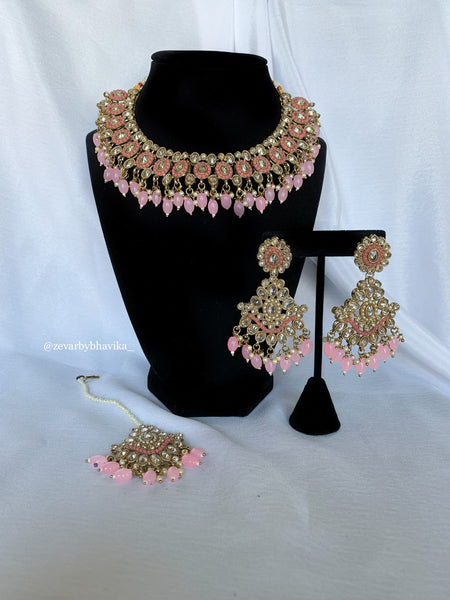 Polki Set with Matching Earrings & Tikka | Indian Jewelry