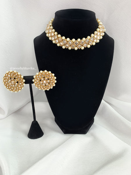 Small Pearl & Polki Set | Indian Jewelry