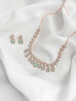 Rose Gold & Teal American Diamond Set | Indian Jewelry