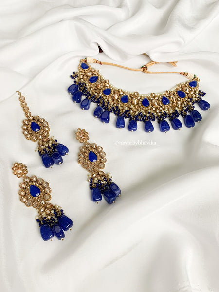 Royal Blue Polki Set | Indian Jewelry