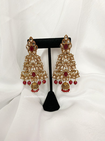 Burgundy Polki Earrings | Indian Jewelry