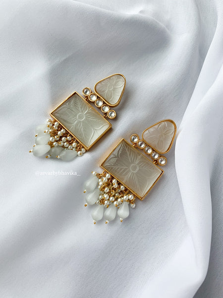 Kundan Stone Earrings with Beads | Indian Jewelry