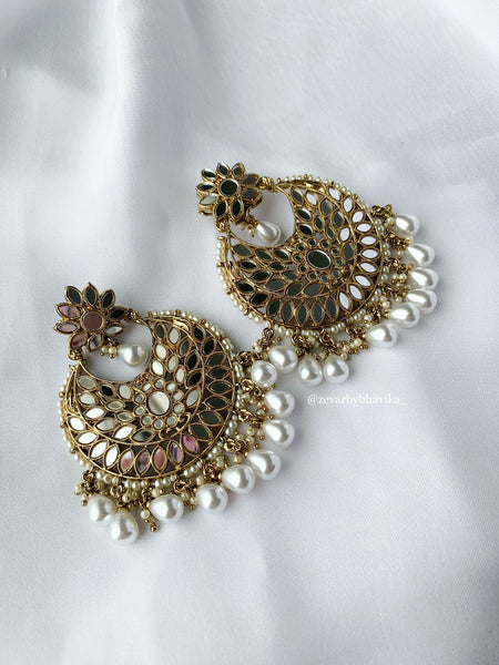 Mirrored Polki Earrings | Indian Jewelry