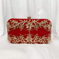 Ruby Embroidered Velvet Clutch | Indian Accessories