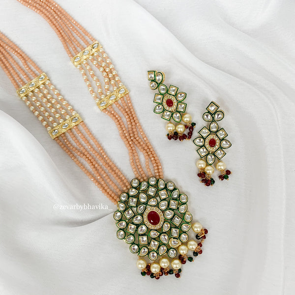 Peach Kundan Rani Haar | Indian Jewelry