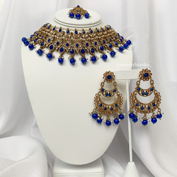 Royal Blue Polki Set | Indian Jewelry