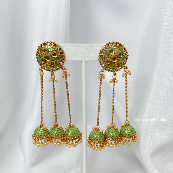 Green Meenakari Earrings | Indian Jewelry