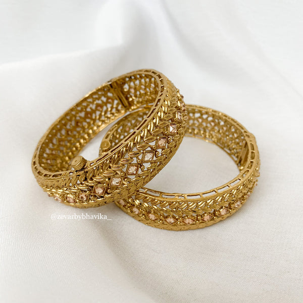 Gold Polki Statement Bangles | Indian Jewelry