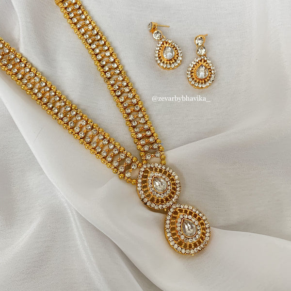 Gold American Diamond Long Set | Indian Jewelry