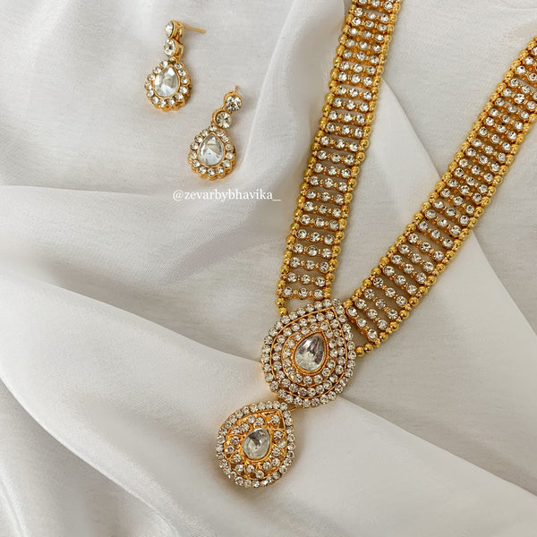 Gold American Diamond Long Set | Indian Jewelry