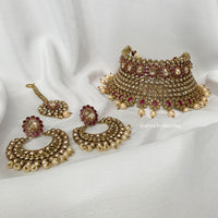 Antique & Ruby Pink Bridal Set | Indian Bridal Jewelry