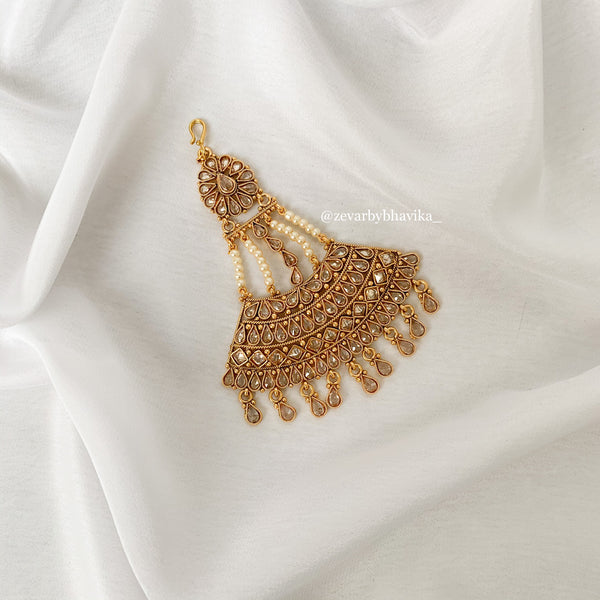 Gold Polki Passa with Pearls | Indian Jewelry